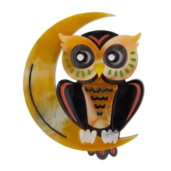 A Moon With View Owl Brooch