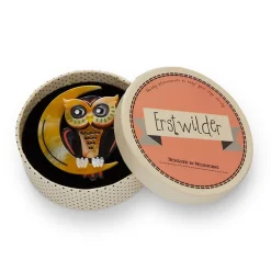 A Moon With View Owl Brooch