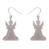Angel Glitter Drop Earrings - Silver