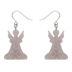 Angel Glitter Drop Earrings - Silver