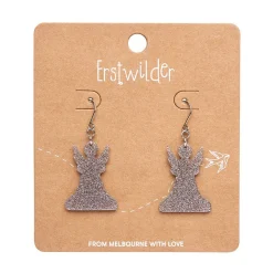 Angel Glitter Drop Earrings - Silver