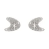 Atomic Boomerang Glitter Stud Earrings - Silver