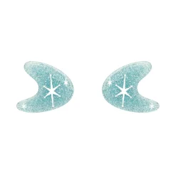 Atomic Boomerang Glitter Stud Earrings - Blue