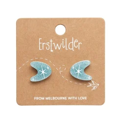 Atomic Boomerang Glitter Stud Earrings - Blue