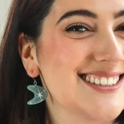 Atomic Boomerang Glitter Drop Earrings - Blue