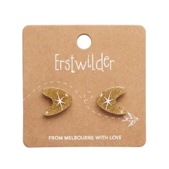 Atomic Boomerang Glitter Stud Earrings - Gold