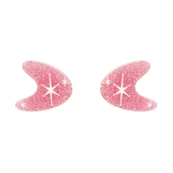 Atomic Boomerang Glitter Stud Earrings - Pink