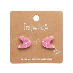 Atomic Boomerang Glitter Stud Earrings - Pink