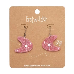 Atomic Boomerang Glitter Drop Earrings - Pink