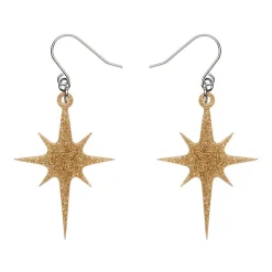 Atomic Star Glitter Drop Earring - Gold