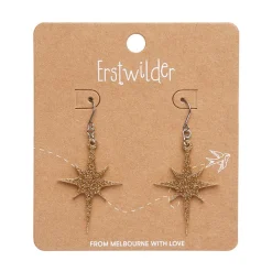 Atomic Star Glitter Drop Earring - Gold