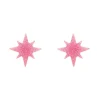 Atomic Star Glitter Stud Earring - Pink