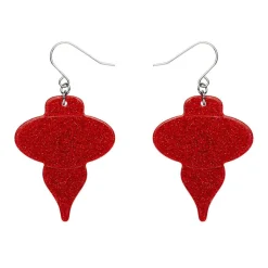 Baubles Glitter Drop Earrings - Red