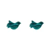 Bird Ripple Glitter Resin Stud Earrings - Green