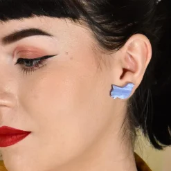 Bird Ripple Resin Stud Earrings - Blue