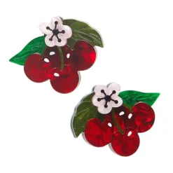 Blossoming Cherries Hair Clips Set - 2 Piece