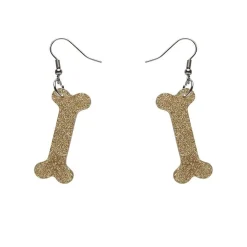 Bones Glitter Resin Drop Earrings - Gold