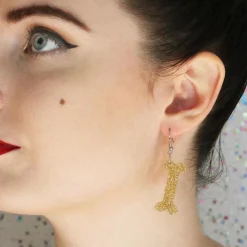 Bones Glitter Resin Drop Earrings - Gold