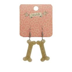 Bones Glitter Resin Drop Earrings - Gold