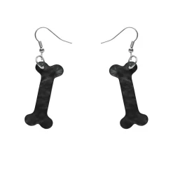 Bones Ripple Resin Drop Earrings - Black