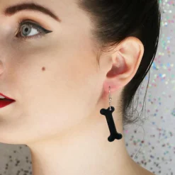 Bones Ripple Resin Drop Earrings - Black