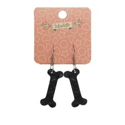Bones Ripple Resin Drop Earrings - Black