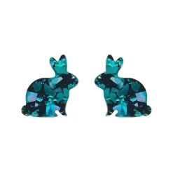 Bunny Chunky Glitter Resin Stud Earrings - Green