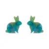 Bunny Mottled Resin Stud Earrings - Green