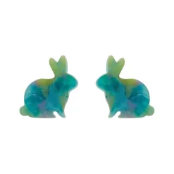 Bunny Mottled Resin Stud Earrings - Green