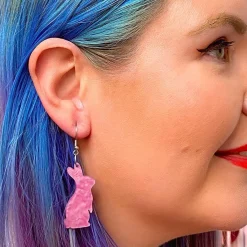 Bunny Ripple Resin Drop Earrings - Mauve