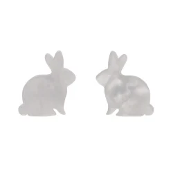 Bunny Ripple Resin Stud Earrings - White