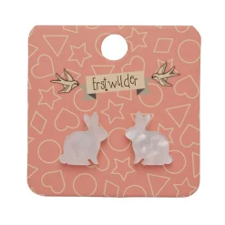 Bunny Ripple Resin Stud Earrings - White