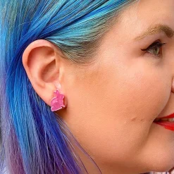 Bunny Ripple Resin Stud Earrings - Mauve