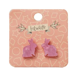 Bunny Ripple Resin Stud Earrings - Mauve