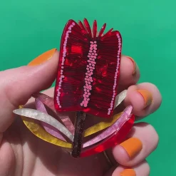 Burgundy Brush Brooch
