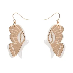 Butterfly Textured Resin Drop Earrings - White
