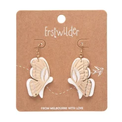 Butterfly Textured Resin Drop Earrings - White