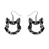 Cat Head Chunky Glitter Resin Drop Earrings - Silver