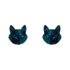 Cat Head Lava Resin Stud Earrings - Green