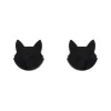 Cat Head Ripple Resin Stud Earrings - Black