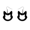 Cat Head Solid Resin Drop Earrings - Black