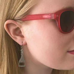 Champagne Glitter Drop Earrings - Silver