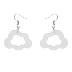 Cloud Glitter Resin Drop Earrings - White