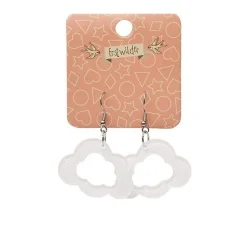 Cloud Glitter Resin Drop Earrings - White