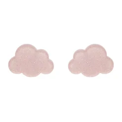 Cloud Glitter Resin Stud Earrings - Pink