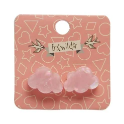 Cloud Solid Glitter Resin Stud Earrings - Pink