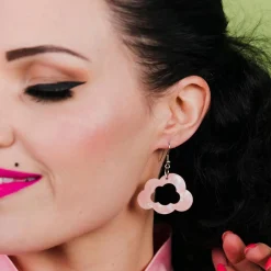 Cloud Solid Glitter Resin Drop Earrings - Pink