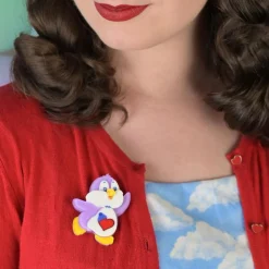 Cozy Heart Penguin Brooch