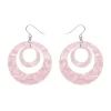 Double Hoop Ripple Drop Earrings - Pink
