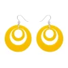 Double Hoop Solid Drop Earrings - Yellow